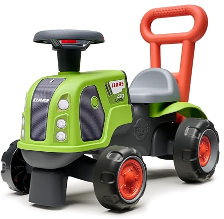 FALK Claas traktorbärare - grön - tysta hjul - riktad ratt med horn - ergonomisk gånghjälpstång - 90% återvunnen plast - tillverkad i Frankrike - Från 12 månader - 312S
