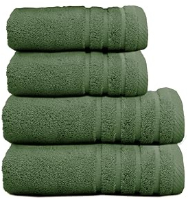 Sedalinne - Juego de Toallas de Baño Completo 500 Gr Liso - Toallas Baño Grandes y Pequeñas Rizo 100% Algodón - Pack (2 Lavabo + 2 Ducha) - Alta Absorción - Toalla Algodon - Hierba