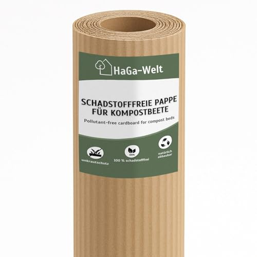 HaGa Schadstofffreie Pappe für Kompostbeete – 0,8m Breite | 25m Länge – Natürlicher Unkrautschutz ohne Chemie – Umweltfreundliche & kompostierbare Mulch-Wellpappe für Hochbeet Gemüsebeet