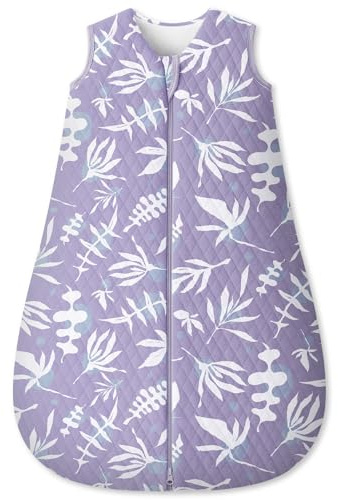 Unnivoll - Sacco nanna per neonati, 1,5 Tog, sacco nanna in cotone, 6-12 mesi, invernale, autunnale, caldo e morbido, 78 cm, per neonati, ragazzi e ragazze, motivo a foglie lilla