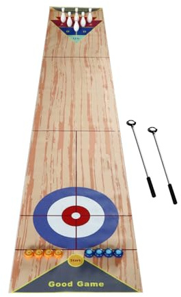 LIAIZE Tragbares Indoor Shuffleboard Spiel, 3-in-1 Tisch Curling Spiel, Tischkegelspiel Set für 1-8
