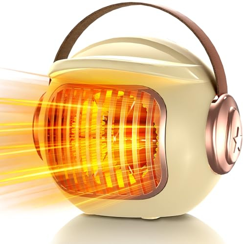 Electric Space Heater, Safe and Quiet Ceramic 500W with Overheat and Tip-Over Protection, Fast Quiet Heating for Winter, Bedroom, Desk, Camping