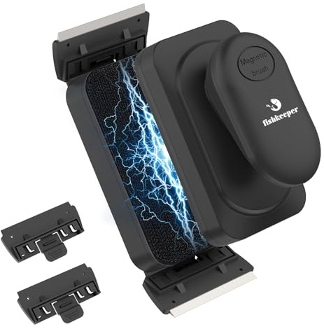 fishkeeper Dual-Klingen Aquarium Magnet Scheibenreiniger für Acryl & Glass | Stark Scheibenputzer Reinigungsset mit 4 Klinge Aquarium Zubehör, Magnetischer Aquarium Glasreiniger zur Algenentfernung