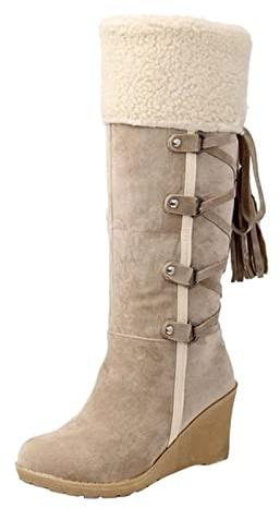 2026 Botines para mujer Botas largas Botas de nieve Botas de algodón para mujer Botas de tobillo, beige, 38 EU