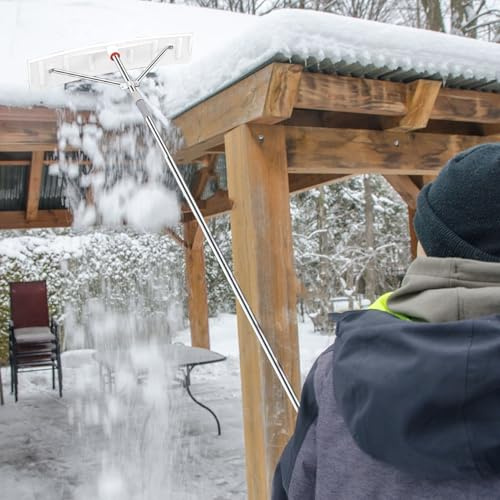 Schneeschieber Dach Schneeräumgerät für Die Veranda 2,0–4,0 m Lange Teleskop-Schneeschaufeln für Schrägdächer Von Autogaragen Tragbare Dachschaufel(with 30.5 Balde)