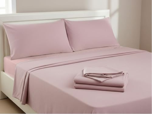 Viterbo Biancheria Completo Letto Coordinato Set Lenzuola In Morbido E Caldo Pile In Tinta Unita Singolo 1 Piazza E Mezzo Matrimoniale (Cipria, Singolo, 1 Piazza)