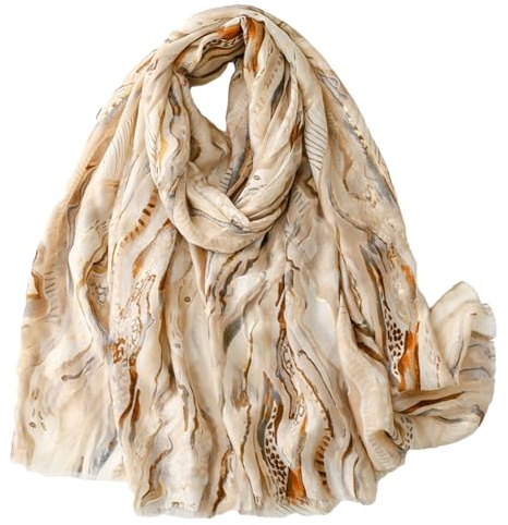 MAZELIKEHOOD Foulard Femme Imprimé Écharpe Legère en Viscose Accessoire Mode Printemps Été Foulard Grand Format pour Femmes Filles