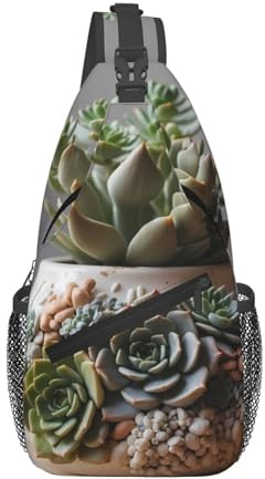 WZYWHJ Succulent Vase Sac à bandoulière décontracté pour homme avec grande capacité de stockage et bandoulière réglable