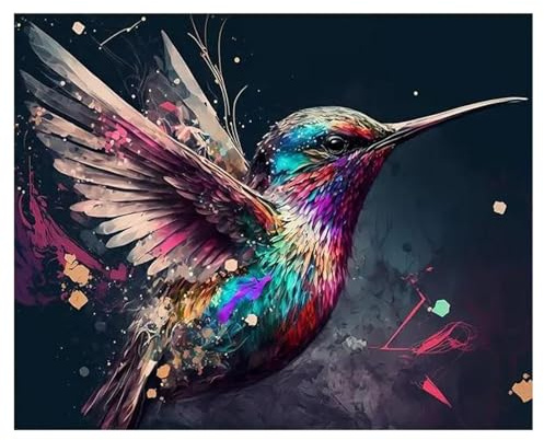 Mafenr Art Colibri Peinture Numero Adulte, Colibri Peinture Par Numero Adulte, Coloriage Par Numéro Pour La Décoration De La Maison - 40x50cm