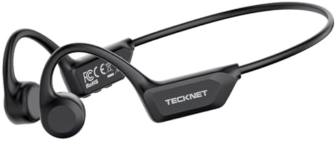TECKNET Bone Conduction Headphones Bluetooth 6.0, Open Ear Headphones, IPX5 Waterproof Bluetooth Earphones Wireless, 10H Playtime Sports Earbuds for Running GYM Cycling Workout Hiking, Black