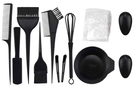 GOOHOCHY Kit para Teñir el Cabello 12 Piezas, Cuencos para Tinte Resistentes al Calor, Pincel para Coloración, Cubre Orejas Reutilizables, Herramientas Domésticas para Coloración