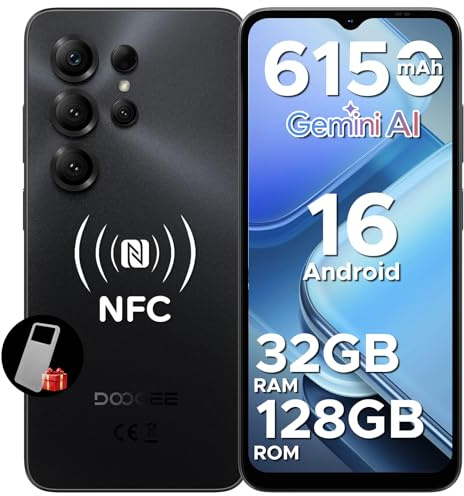Luzglo NOTE56 X Pro Android 16 Smartphone Pas Cher, 6150mAh Telephone Portable, Écran 6.56 HD+ 90Hz,32GB+128GB,Octa Core, Gemini AI, 13MP+8MP, Face ID, 3.5mm Jack,GPS,OTG