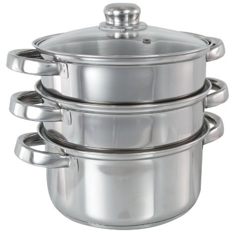 Buckingham - Pentola a Vapore a 3 Piani con Coperchio in Vetro, 20 cm
