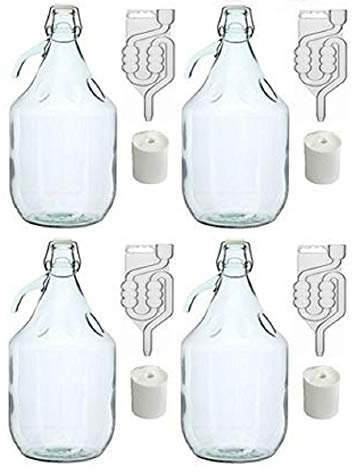 MultiDepot SET 16tlg. FLASCHE GÄRBALLON + STOPFEN + GÄRRÖHRCHEN + BÜGELVERSCHLUSS 5L BDG5D, Transparent