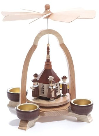 Rudolphs Schatzkiste Teelichtpyramide mit Kirche BxHxT ca 17x25x17 cm NEU Weihnachtspyramide Holzpyramide für Teelichter Tischpyramide Teelichtpyramide