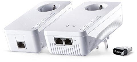 Devolo dLAN 1200+ WiFi ac Starter Kit + WiFi Stick ac Powerlan Adapter (2 Adapter im Set + WiFi Stick ac (kleinste Bauform, für USB Anschluss an PC oder Mac), WLAN Repeater, WLAN Verstärker)