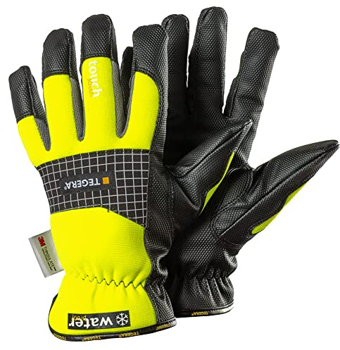 Tegera Ejendals Handschuh 9128 aus Synthetikleder, Größe 7, 1 Stück, schwarz/grau/gelb, 9128-7