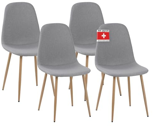 Albatros FANO - Juego de 4 sillas de Comedor (Acolchadas, hasta 110 kg), Color Gris
