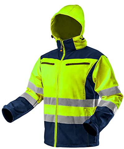 NEO TOOLS Softshell Warnjacke mit Reflektionsstreifen orange Neon gelb Arbeitsjacke Warnschutz Sicherheitshose