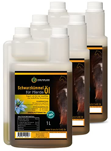 Schwarzkümmelöl für Pferde • ab 22,90 • 3 x 1000ml • ungefiltert • 100% naturrein • in Dosierflasche • mühlenfrisch direkt vom Hersteller Kräuterland Natur-Ölmühle (3 x 1 Liter)
