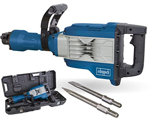 Scheppach Abbruchhammer AB1900 Bohrhammer Betonhammer | 60J Schlagkraft | 1900W Leistung | 390 mm inkl. Spitz- und Flachmeißel und Transportbox