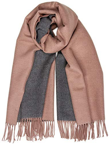 Caspar SC488 zweifarbiger Damen XL Schal, Farbe:altrosa dunkelgrau, Größe:One Size