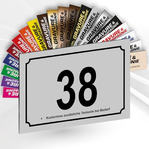 Hausnummer Schild – Personalisierte PVC Außenplatte mit gravierter Nummer & Text – Befestigung mit Klebefolie, Schrauben oder Abdeckkappen – 15 x 10 cm (Mattgrau)