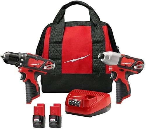 M12 12 Volts Lithium-Ion Kit Combo Perceuse-visseuse/Visseuse à chocs sans fil (2 outils) avec Batterie M12 1,5Ah Gratuite (Lot de 2)