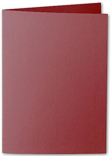 ARTOZ 25x DIN A5 Faltkarten - Weinrot (Rot) gerippt 148 x 210 mm Klappkarten hochdoppelt - Blanko Doppelkarte mit 220 g/m² edle Egoutteur-Rippung