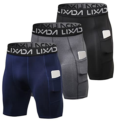 Lixada Active Workout Short de Compression pour Homme avec Couche de Base
