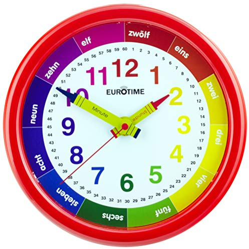 SELVA Kinderwanduhr – Lernzifferblatt – Für Jungen und MÄDCHEN – ABS-Gehäuse – Plastikglas – Geräuschlos – Ø 25 cm