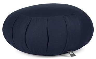 Bodhi Meditationskissen Zafu ECO | Klassisches Traditionelles Yogakissen Rund mit Dehnfalten | Bezug aus 100% Bio-Baumwolle | Hohes Yoga Sitzkissen mit Bio Dinkelfüllung | Sitzhöhe 19 cm