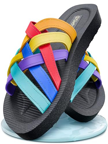 Siebi's Badeschuhe Damen - Beach - leichte komfortable Badepantolette für Frauen - fällt klein aus! Mehrfarbig, Multi, 41