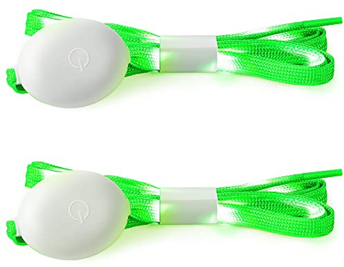 Syhood LED Light Up Shoe Laces Nylon LED Shoelaces with Flashing Shoe Laces for Party Favors Hip-hop Dancing(Green)