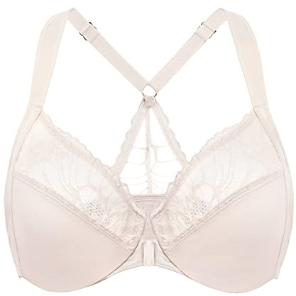 AISILIN Dam-BH med framknäppning racerback plusstorlek heltäckande ofodrad bygel Rose Vit 95E