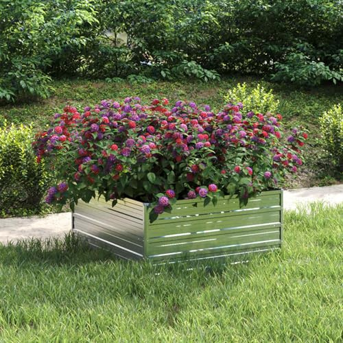 Tidyard Heavy Duty Galvanized Steel Raised Garden Bed Planter - Deep Wide Space for Plants, Vegetables, Herbs - Silver Color, Outdoor Use Model316885