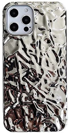 Tybiky Kompatibel with iPhone 12 Mini Hülle, Design des galvanischen Prozesses Gliter Tinfoil Wasserwelligkeit Handyhülle, Weiche TPU Fallschutz rutschfeste Kratzfest Langlebige Hüllen, Silber