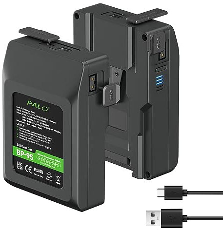 2 Stück V Mount/V Lock Akku 95Wh 14.4V 6600mAh wiederaufladbarer Li-Ionen Akku für Broadcast Video Camcorder, kompatibel mit Sony HDCAM, XDCAM, Digital Cinema Kameras und Anderen Camcordern