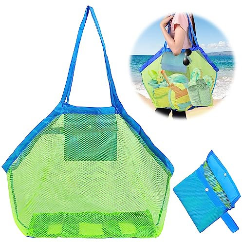 ACTOYS Borsa a Rete da Spiaggia, Grande, Pieghevole, Sacca Giochi Mare Bambini, per Riporre i Giocattoli