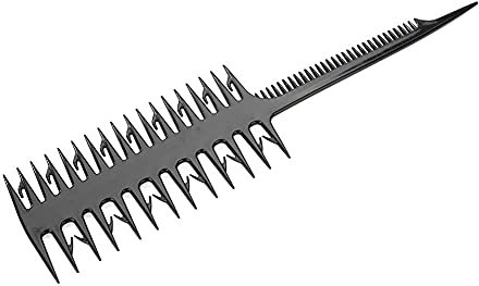 Hair Highlight Comb Set - Heat Resistant, Double-Sided Wide and Fine Tooth for Hair Dye, Stylist, Highlighting (Black)