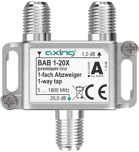 Axing BAB 1-20X 1-Fach Abzweiger 20 dB 5-1800 MHz TV Data Internet Kabelfernsehen