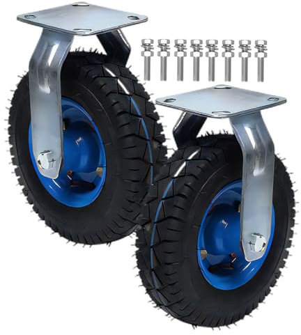 Lenkrolle Schwerlast Mit Bremse, Luftreifen Gummi Rollen Ø 150/200/250MM Bockrolle Stoßdämpfung Leicht Zu Installieren, Zum Speisewagen Mechanisch Möbel 2er-Packung Möbelrollen