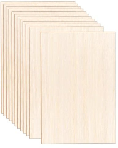Celestia 12 Stück Holzplatten zum Basteln – 300x200x2 mm, Lindenholz. Dünne Platten für Basteln, Modell & Dekoration