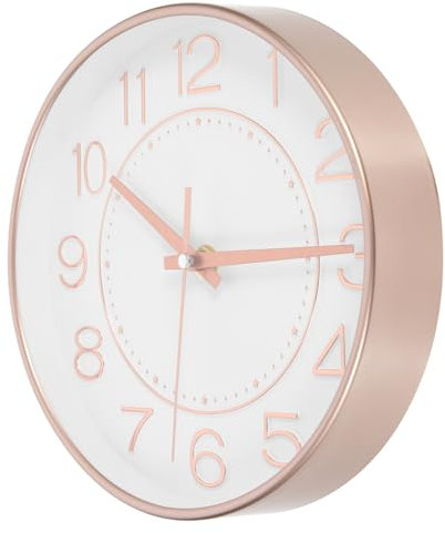 ORFOFE Wanduhr 20cm Geräuschlos, Wandmontiert, Goldfarbener Kunststoff