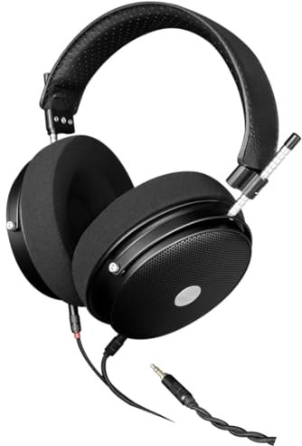 Sjpaa Cuffie a Livello Professionale Regolabili, Monitoraggio in Studio delle Cuffie cablate, su Cuffie per Le Orecchie, Driver Audio da 70 mm, Stereo HiFi, Isolamento del Rumore per Viaggi,Nero