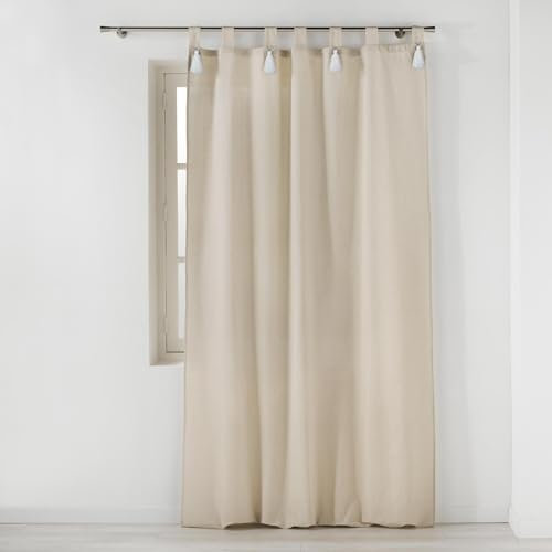 Douceur d'Intérieur Cyrine Tenda con Passanti e Nappine, 140 x 240 cm, Policotone, Tinta Unita