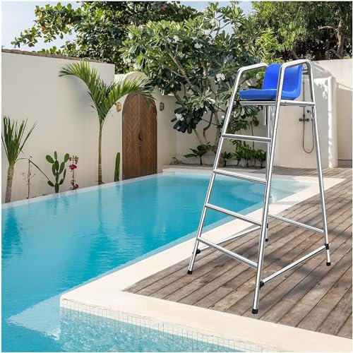 AviiSo Ladder Tall Lifeguard/Deck Chairs, 1.2m 1.5m 1.8m High Life Guard Chair for Pools Patio Lake Beach, ABS Comfortable Seat, Loads 300kg(180cm/71in/5.9ft high)