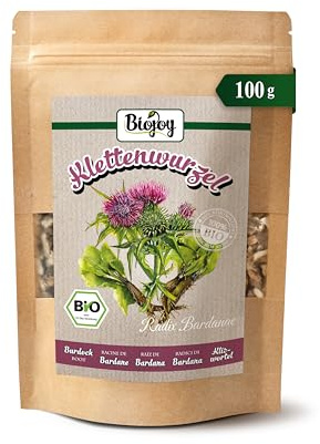 Biojoy Racine de Bardane BIO (100 g), séchées et coupées, pour thé et Infusion, Burdock Root (Radix Bardanae)