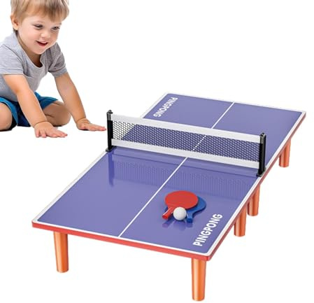 Holdes Mini-Tischtennisplatte, kleine Tischtennisplatte | Mini-Tischtennis-Kindertischtennisplatte mit 2 Schlägern und 1 Ball - Wetterfeste, stabile Tischtennisplatten für Kinder, Erwachsene,