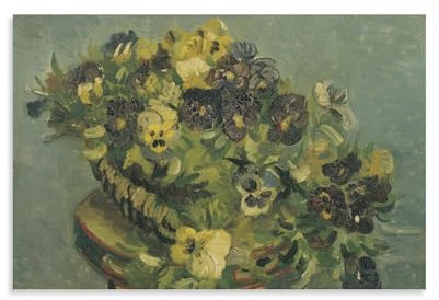 Vincent Van Gogh Korb mit Stiefmütterchen auf einem kleinen Tisch von Vincent Van Gogh, Wandkunstdrucke, Poster, Foto, Bild, Malerei, Poster, Raumdekoration, 30 x 45 cm
